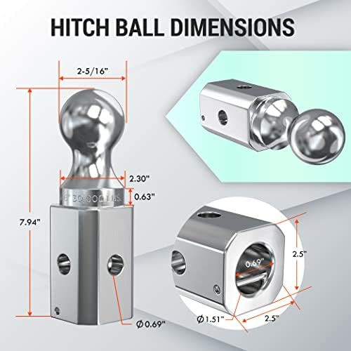Latch.it החלפת Gooseck Ball Hitch | 2-5/16 אינץ 'כדור גרירה בגרירה | קיבולת עומס של 30,000 £ | החלפת צווארון